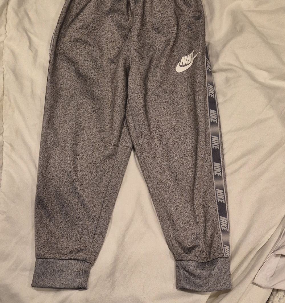 Nike Kids Gray Logo Joggers with Branded Side Tape
